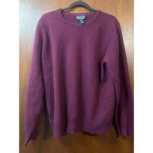 Vintage Lands End Maroon Men's 100% Cashmere Crew Neck Pullover Sweater L 42-44